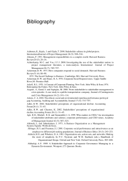 Bibliography for Stakeholder Theory
