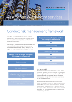 Conduct risk management framework