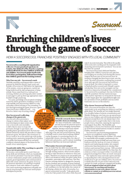 Enriching children`s lives through the game of soccer