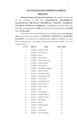 1 H.P. STAFF SELECTION COMMISSION, HAMIRPUR . PRESS