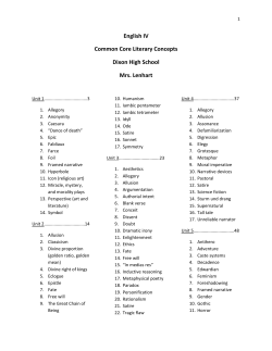 English IV Common Core Literary Concepts Dixon High School Mrs