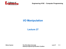 C++ I/O Stream Manipulaton - The Ohio State University