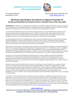 Big Pharma Spends Big to Get Veterans to Oppose Proposition 61