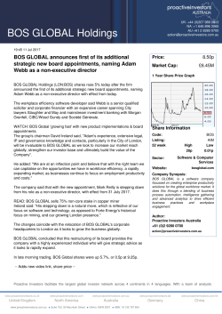 BOS GLOBAL announces first of its additional strategic new board
