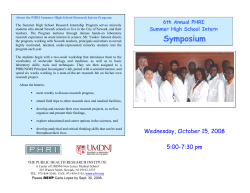 Symposium - Public Health Research Institute