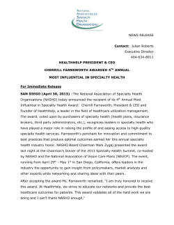 NEWS RELEASE Contact: Julian Roberts Executive Director 404