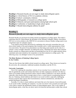 Reading 5. Ethnicity and sport participation among high school girls