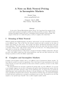 A Note on Risk Neutral Pricing in Incomplete Markets