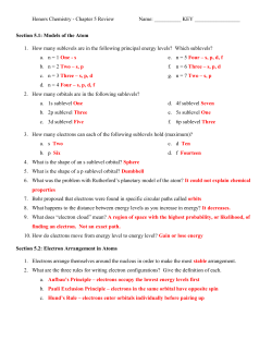 Honors Chemistry - Chapter 5 Review Name: ______ KEY Section