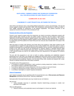 1/6 SOUTH AFRICA / GERMANY SCIENCE AND TECHNOLOGY