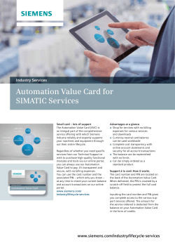 Automation Value Card for SIMATIC Services