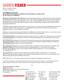 FOR IMMEDIATE RELEASE: MP DARREN FISHER MOVES