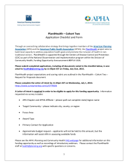 Plan4Health &ndash; Cohort Two Application Checklist and Form Through