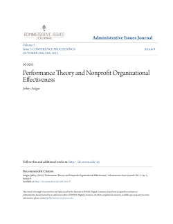 Performance Theory and Nonprofit Organizational Effectiveness