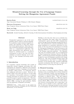 Situated Learning through the Use of Language Games: Solving the