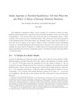 Online Appendix (a Threshold Equilibrium): Not Only What But also