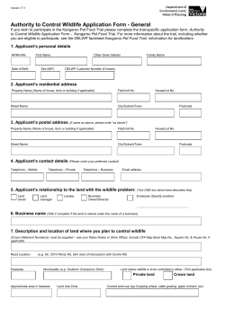 Application for an Authority to Control Wildlife