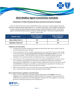 2016 MyBlue Agent Commission Schedule