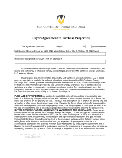 Buyers Agreement to Purchase Properties - Mid