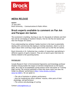 MEDIA RELEASE Brock experts available to