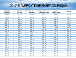 2017 BI-WEEKLY TIME SHEET CALENDAR