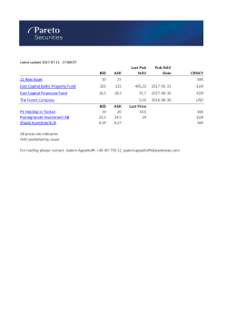 East Capital Baltic Property Fund East Capital Financials Fund P1
