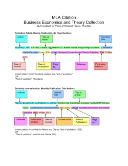 MLA Citation Business Economics and Theory