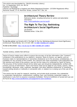 Architectural Theory Review The Right To The City
