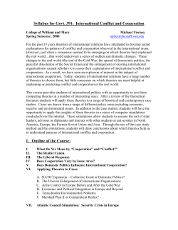 International Conflict and Cooperation I. Outline of the Course