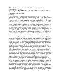 Oroonoko Article #1