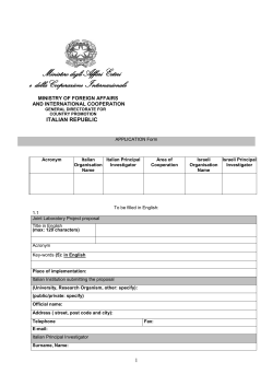 Italian scientific co-ordinator`s cv - Ministero degli Affari Esteri e della