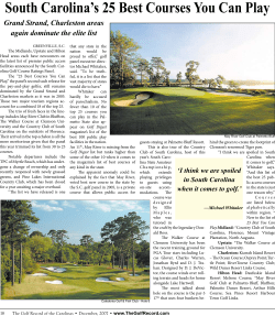South Carolina`s 25 Best Courses You Can Play