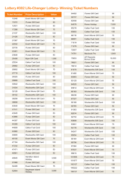 Lottery #382 Life-Changer Lottery