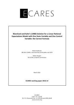 Blanchard and Kahn`s (1980) Solution for a Linear Rational