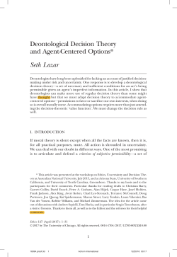 Deontological Decision Theory and Agent-Centered