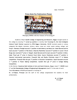 1st runner-up position in recently held Yuvarang-15, the Inter