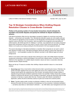 Top 10 Strategic Considerations When Drafting Dispute Resolution