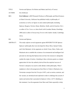 Newton and Spinoza: On Motion and Matter (and God, of Course)