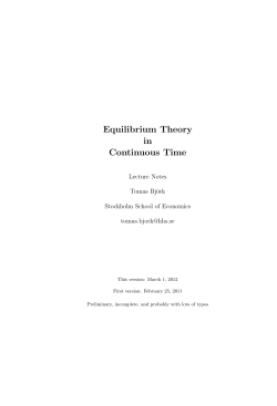 Equilibrium Theory in Continuous Time