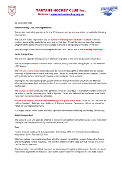 TARTANS HOCKEY CLUB Inc. Website &ndash; www.tartanshockey.org