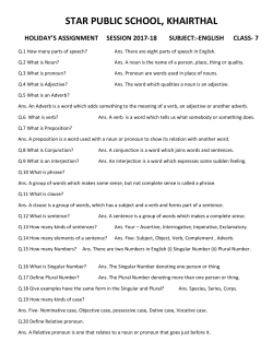 STAR PUBLIC SCHOOL, KHAIRTHAL HOLIDAY`S ASSIGNMENT