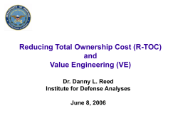 “Reducing Total Ownership Cost and Value Engineering” by Dr
