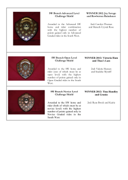 SW Branch Advanced Level Challenge Shield WINNER 2012: Joy