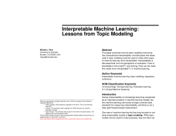 Interpretable Machine Learning: Lessons from Topic Modeling