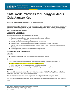 Quiz Key Safe Work Practices for Energy Auditors 1.1
