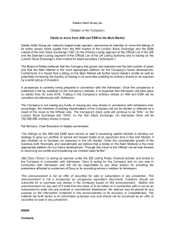 Move from AIM and ESM to the Main Market