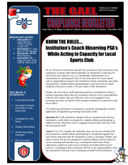 KNOW THE RULES&hellip;. Institution`s Coach Observing