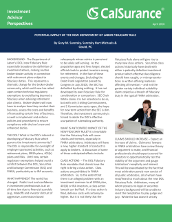 The Impact of the New Dept of Labor Fiduciary Rule