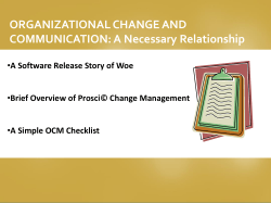 OCM COMMUNICATION CHECKLIST