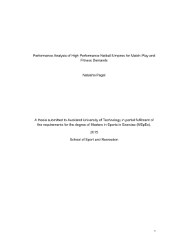 Performance Analysis of High Performance Netball Umpires for